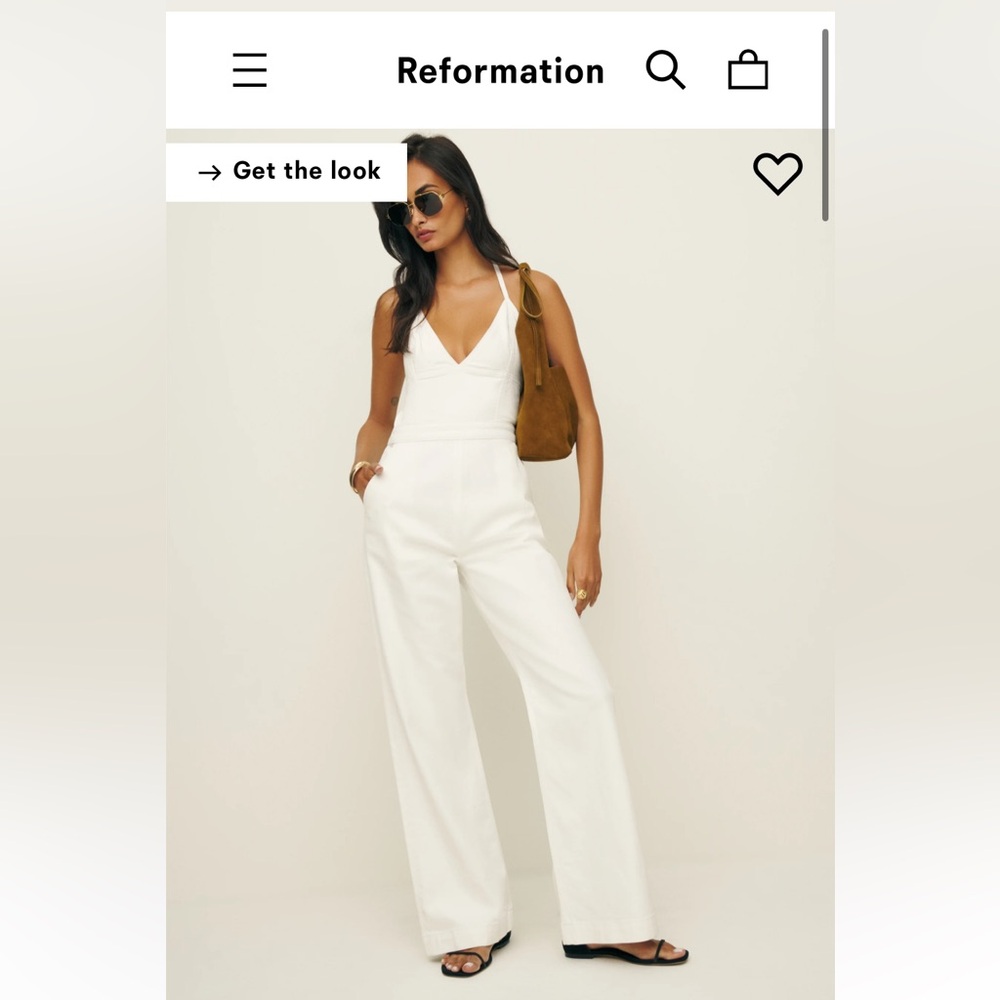 NWT Reformation Denim Lennon Jumpsuit - White (Sz 2)
